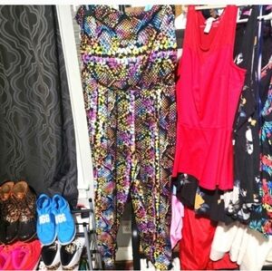 Boutique strapless colorful snakeskin jumpsuit 3x